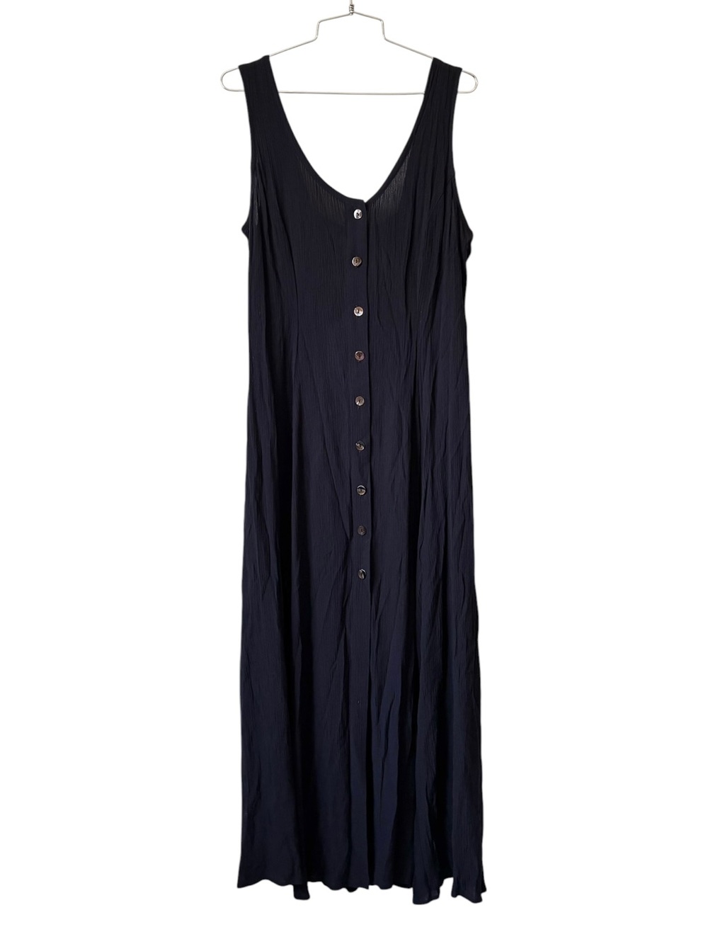 Vintage Express Sleeveless Button-Front Maxi Dress in Navy Blue Size L - Picture 1 of 4